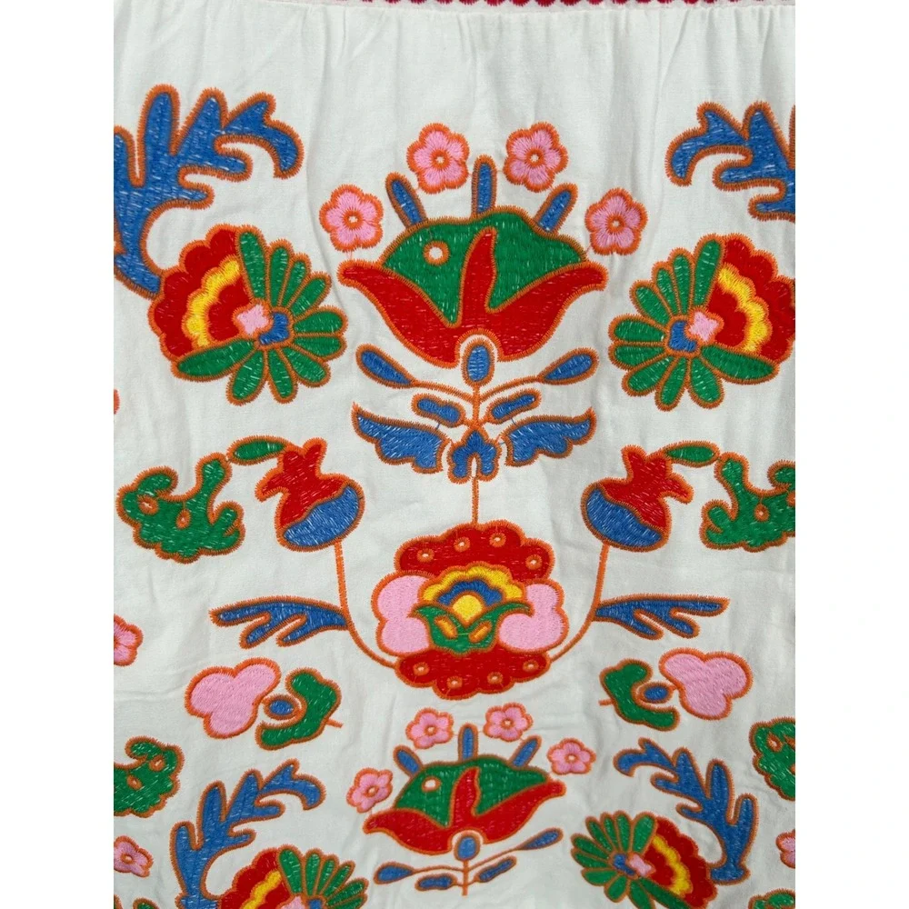NEW J.Marie Landon Tween Dress White Multi Floral Embroidered Cotton Size 14